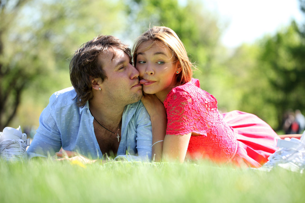 Young beautiful couple close up  - 写真・画像
