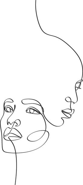 Surrealistische gezichten Continu lijn, tekening van set gezichten en kapsel, mode concept, vrouw schoonheid minimalistisch, vector illustratie vrij sexy. Hedendaags portret - Vector, afbeelding