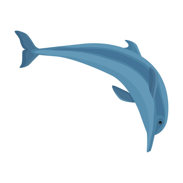 Иконка вектора дельфина. Иконка вектора карикатуры выделена на белом фоне дельфина. - Вектор,изображение