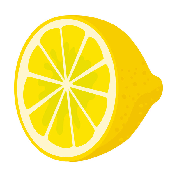 Кусок лимонного вектора икона. Иконка вектора карикатуры выделена на белом фоне ломтиком лимона. - Вектор,изображение