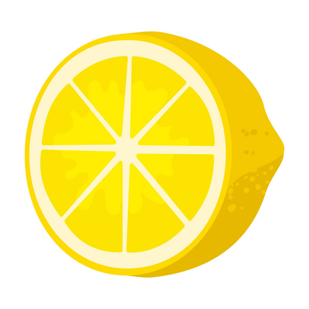 レモンベクトルのアイコンのスライス。レモンの白い背景スライスに隔離された漫画のベクトルアイコン. - ベクター画像