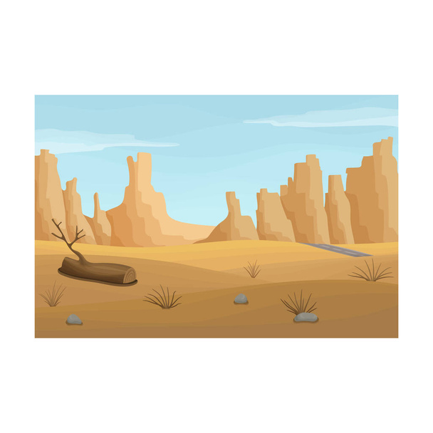 Иконка вектора пустыни. Иконка вектора карикатуры изолирована на белом фоне пустыни. - Вектор,изображение