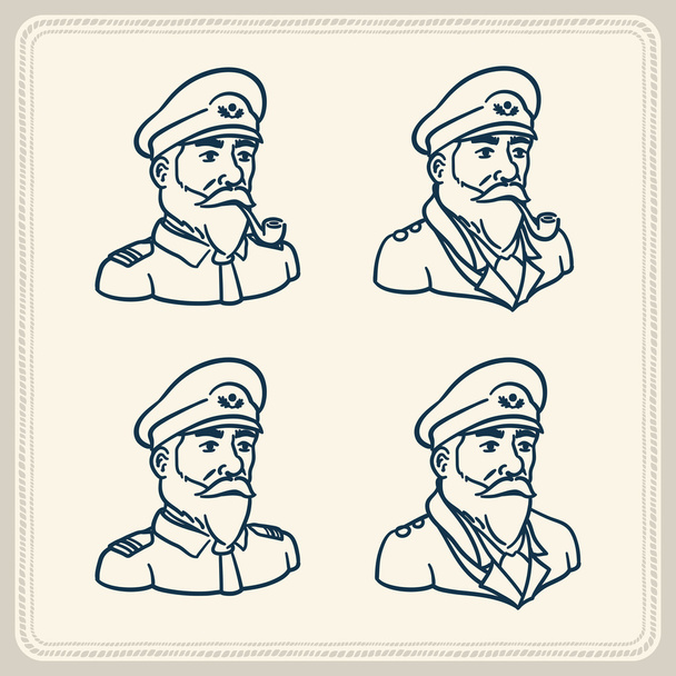 Illustrated bearded boat captain icons - Vector, Image