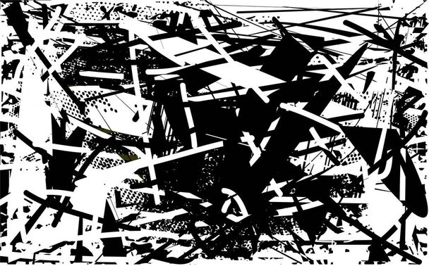 Fondo angustiado en textura en blanco y negro con arañazos y líneas. Ilustración abstracta del vector. - Vector, Imagen