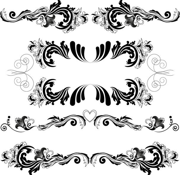 Set of four black abstract patterns on a white background - Vector, Image