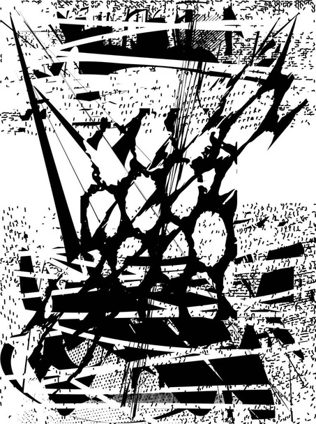 Trudne tło w czarno-białej fakturze z rysami i liniami. Abstrakcyjna ilustracja wektora. - Wektor, obraz