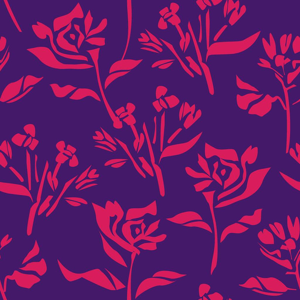 Roxo Floral botânico sem costura fundo padrão adequado para impressões de moda, gráficos, fundos e artesanato - Vetor, Imagem