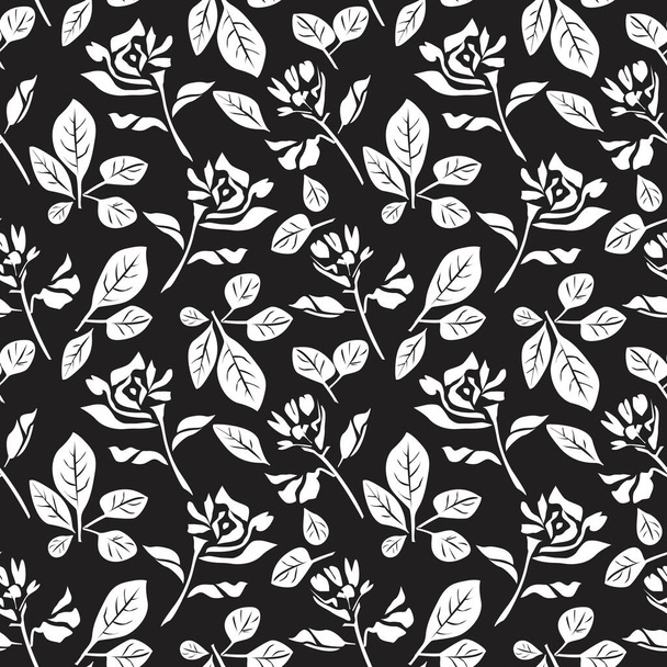 Black and white Floral botanical seamless pattern background for fashion prints, graphics, backgrounds and crafts - Wektor, obraz