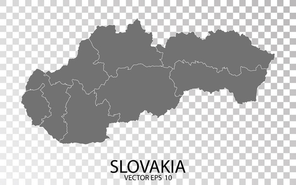 Läpinäkyvä - Harmaa kartta Slovakia. Vektori Eps 10. - Vektori, kuva
