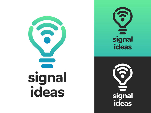 Signal Ideas logo design with gradient style. This logo is representing signal and bulb ideas. Suitable for connectivity apps and creative agencies. - Vector, Image