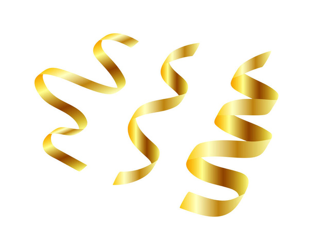 Gold Streamers Golden Serpentine Confetti Ribbon Stock Vector