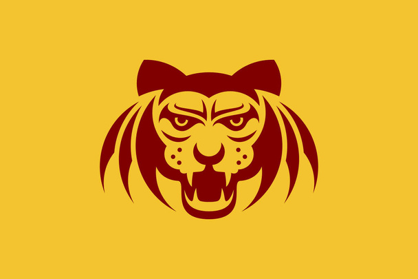 バット翼虎の頭のロゴ。ユニークで創造的なロゴであるバットウィングと組み合わせた虎の頭は、土地と空気の完璧な力を象徴しています。. - ベクター画像