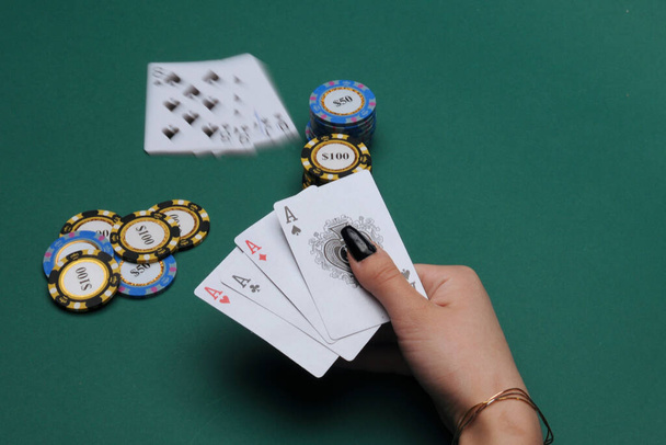 Poker game over, four aces ...  - Foto, imagen