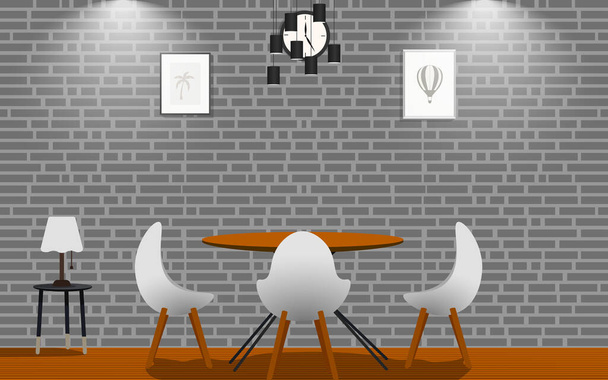 fa asztal és székek kávézóban és étteremben - Vektor, kép