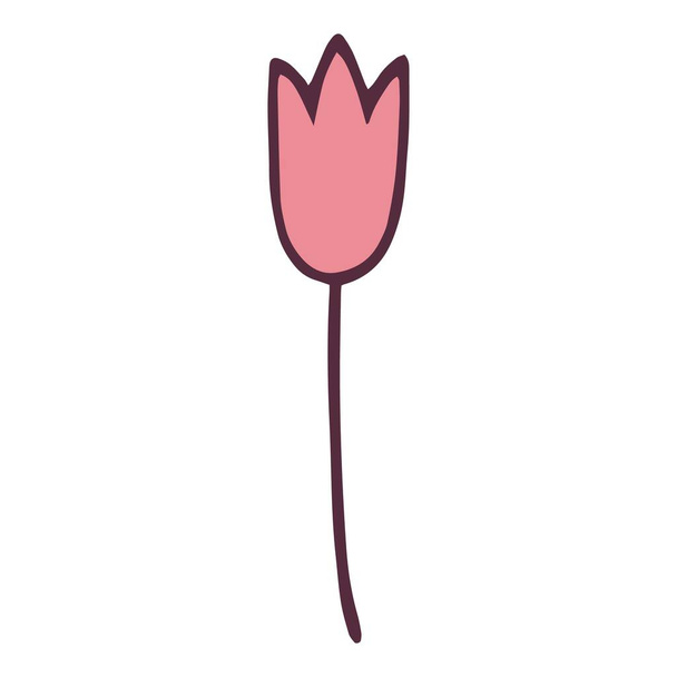 Kerti tulipán virág ikon, kézzel rajzolt és körvonalazott stílus - Vektor, kép