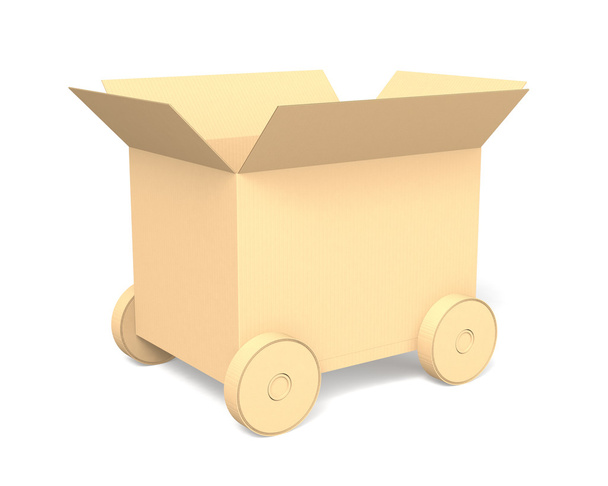 Closed cardboard box car isolated on white background - Photo, Image