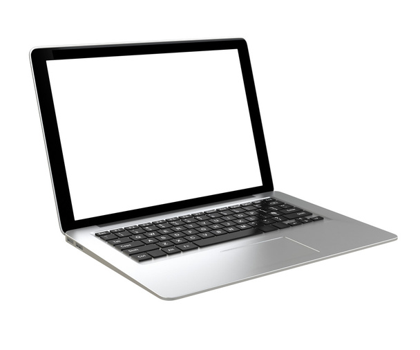 Серебряный ультра тонкий ноутбук с чистым пространством
 - Фото, изображение