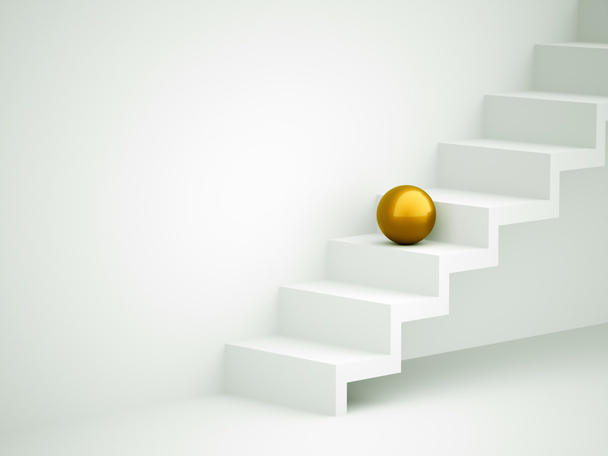 Yellow sphere on stairs   - Photo, Image