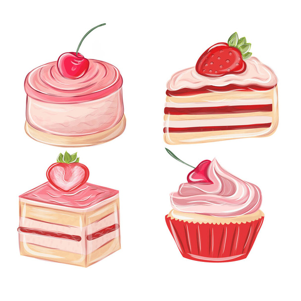 Collection of desserts - Vector, Image