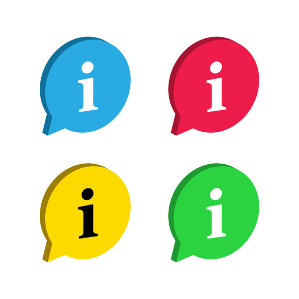 Conjunto de ícone de sinal de informação. Informações colorido símbolo de bolha de fala isolado no fundo branco Vector EPS 10 - Vetor, Imagem