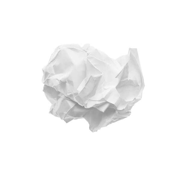 Crumpled sheet of paper isolated on white, top view - Valokuva, kuva