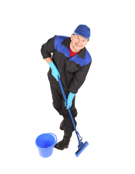 Man with bucket and mop. - Fotografie, Obrázek
