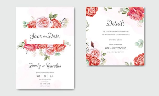 Belle couronne florale modèle de carte d'invitation de mariage - Vecteur, image