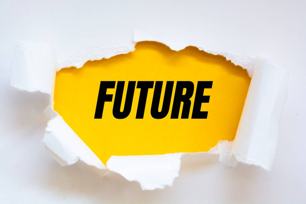 Text sign showing Future. Paper torn - Photo, Image
