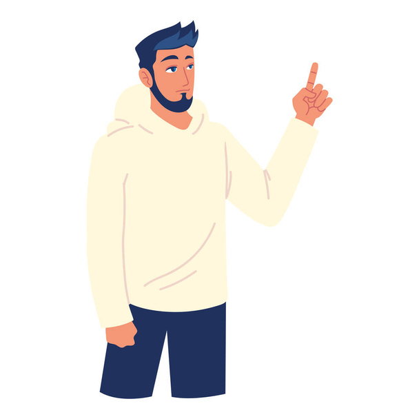 bearded man pointing - Vector, Image