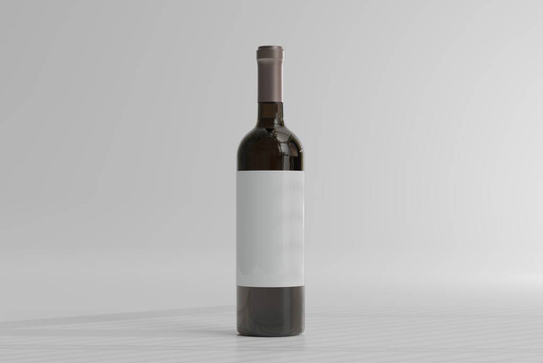 Rode wijnfles met leeg etiket - Foto, afbeelding