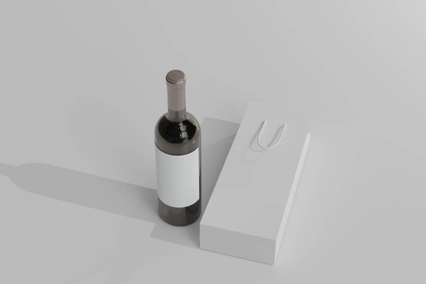 Botella de vino tinto con etiqueta vacía - Foto, imagen