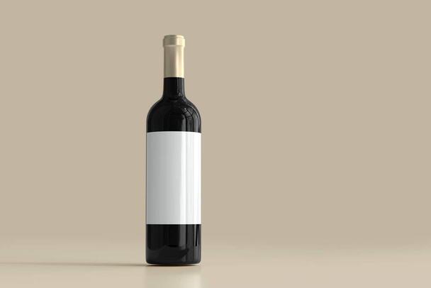 Red Wine Bottle and Shopping Bag with Empty Label - Foto, afbeelding