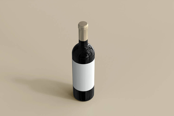 Red Wine Bottle and Shopping Bag with Empty Label - Photo, Image