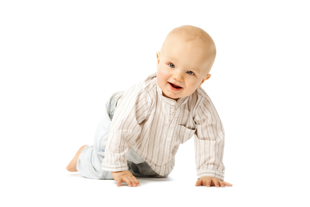 Beautiful baby on white background. Child. Little cute kid - Foto, afbeelding