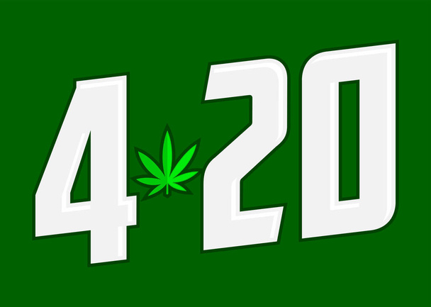 Marijuana. Cannabis leaf. Text 420. Hipster emblem. Monochrome