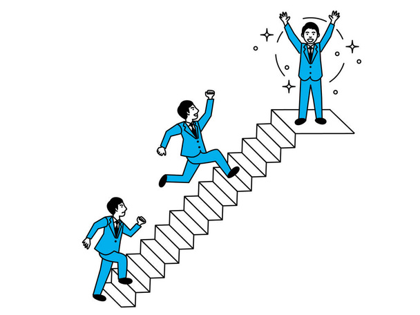 Diagrama del hombre subiendo las escaleras. Ilustración vectorial. - Vector, Imagen