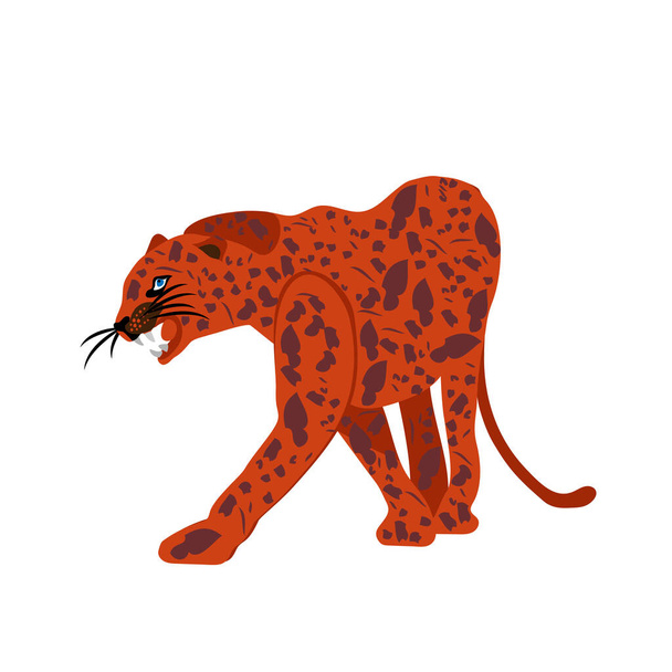Jaguar Puma Aslan Panteri. Vektör çizimi. Beyaz arka planda logo olarak izole edilmiş bir hayvan, maskot. Saldırgan Panterin Tasarımı - Vektör, Görsel