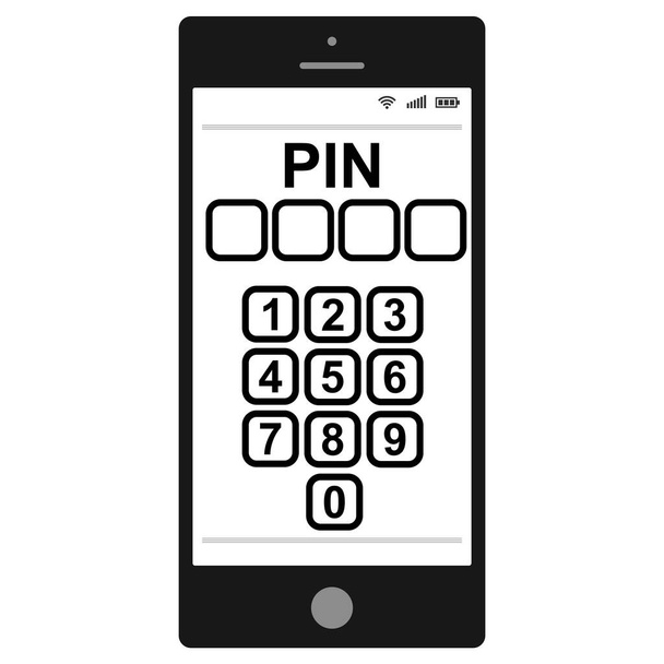 Inserimento di un codice PIN su uno smartphone, codice pin vettoriale numero di identificazione personale per proteggere i dati personali - Vettoriali, immagini