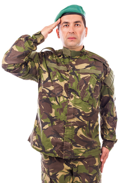 Young army soldier saluting - Φωτογραφία, εικόνα