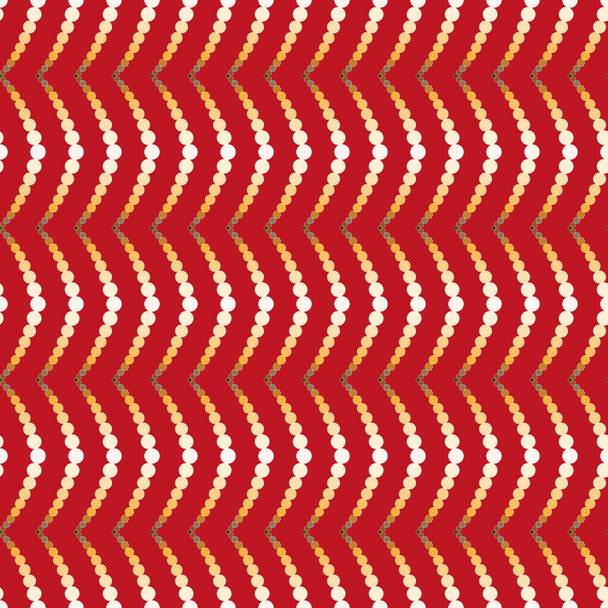 Διάνυσμα, χωρίς ραφή, εικόνα από ένα είδος τυποποιημένης εικόνας κίτρινων και λευκών χάντρες σε ένα κόκκινο φόντο - Διάνυσμα, εικόνα