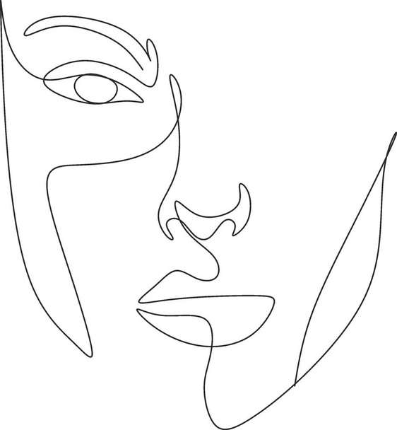  Abstract minimal face continuous line. Minimalist  - Вектор,изображение