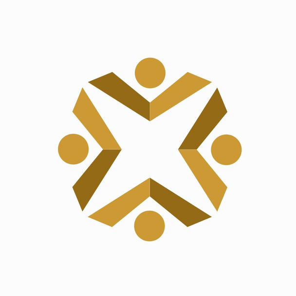 Logo pracy zespołowej z koncepcją wstążki - Wektor, obraz