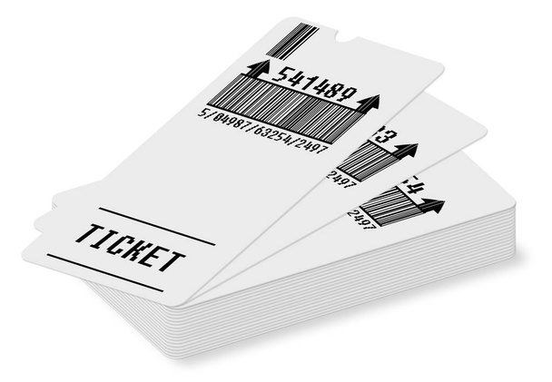 Концепция билета - изображение на белом фоне для удобного выбора - Штрих-код и номера кода полностью составлены - Фото, изображение