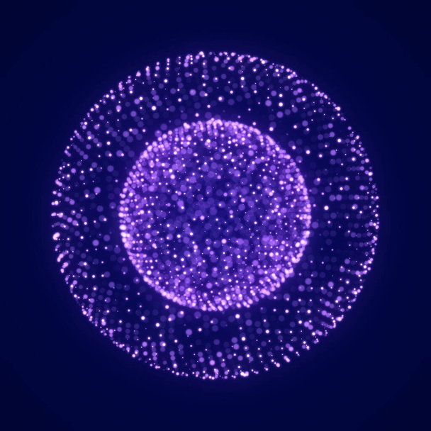Sphere consisting of points. Modern wireframe elements. Technology grid sphere. 3d rendering. - 写真・画像