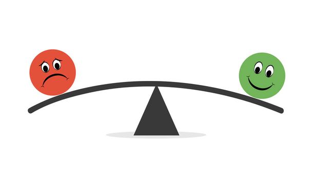 smajlík čelí červené a zelené smutné na šťastnou rovnováhu - Vektor, obrázek