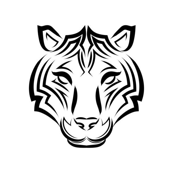 Linia artystyczna wektor głowy tygrysa. Nadaje się do stosowania jako dekoracja lub logo. - Wektor, obraz