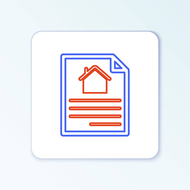 Line House contract icon isolated on white background. Contract creation service, document formation, application form composition. Colorful outline concept. Vector - Vector, Image