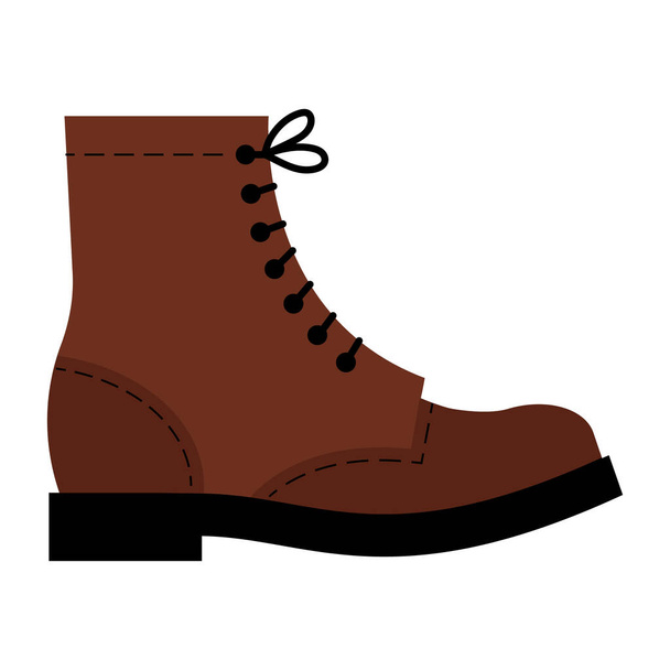 Boot. Brown leather boot with lacing. Vector illustration. - ベクター画像