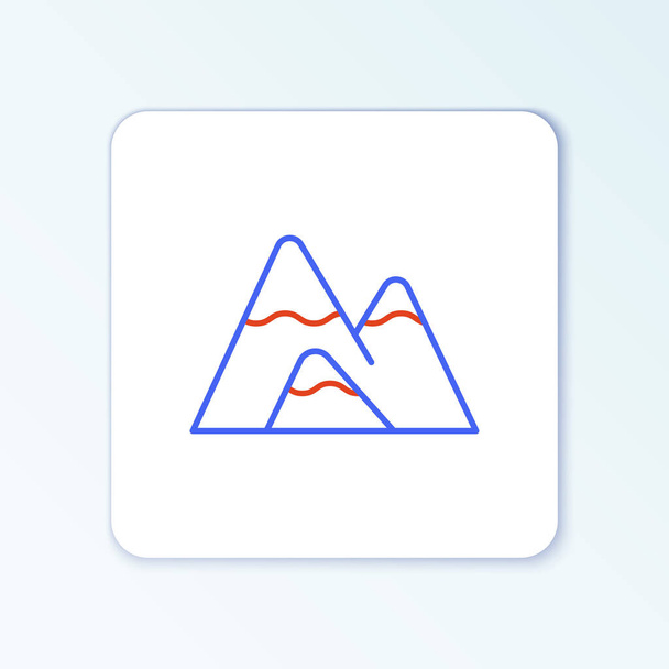 Line Mountains icon isolated on white background. Symbol of victory or success concept. Colorful outline concept. Vector - Vector, Image