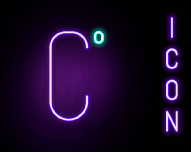 Leuchtende Leuchtschrift Celsius Symbol isoliert auf schwarzem Hintergrund. Buntes Rahmenkonzept. Vektor - Vektor, Bild
